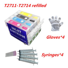 hisaint For Epson T2711 T2712 T2713 T2714 Refilled Ink Cartridge Without Ink With Permanent Chip, Gloves,Syringes Free Shipping 2024 - buy cheap