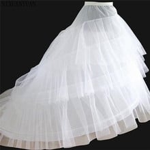 Fashion High Quality Romantic White Hoop 3 Layers Skirt Crinoline Petticoat Underskirt Slips Wedding Gown Train Free Shipping 2024 - buy cheap