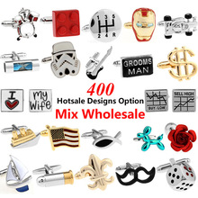 Free Shipping 400 Mix Hotsale Designs Cufflinks Wholesale MOQ 1pair Sport Music Animal Car Tool Casino Designs Option Cuff Links 2024 - buy cheap