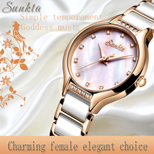 SUNKTA New Rose Gold Ladies Ceramic Watch Women Top Brand Luxury Watch Fashion Simple Waterproof Women Watches Relogio Feminino 2024 - buy cheap