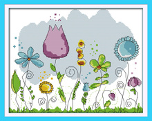 Набор цветочных бутонов для вышивки крестиком из мультфильма 14ct 11ct Печать холст вышивка своими руками рукоделие 2024 - купить недорого