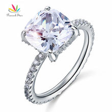 Pavão estrela sólido 925 prata esterlina, promessa de casamento, anel de noivado 5 quilates, joias de corte com almofada cfr8092 2024 - compre barato