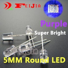 200pcs/lot 5mm Purple Round LED Diode Lndicator lights Super bright [Purple] IV:300-400MCD DC3.2~3.4V Free Shipping 2024 - buy cheap