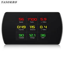 Yaokro-projetor de velocidade digital para carro, aparelho digital para monitorar a cabeça, display inteligente, modelo p12, obd2, para-brisas 2024 - compre barato