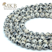 Perles Natural Stone Dalmation Jaspers Round Beads For Jewerly Making 4 6 8 10 12mm Gem Loose Beads DIY Charm Bracelet Wholesale 2024 - buy cheap