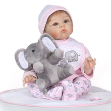 NPK silicone reborn baby dolls gift adorable real babydoll newborn girl Bebes reborn with elephant plush Bebes reborn boneca 2024 - buy cheap