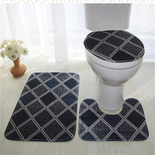 Bathroom Carpet For Toilet 3 pcs/set Non Slip PVC Bath Mat Anti Slip Tape Bathroom Set Rug With Cover Modern Carpet Floor Mats 2024 - buy cheap