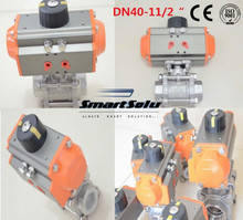free shipping High quality DN40 11/2" three pieces Stainless steel 304 double acting air actuated pneumatic ball valve actuator 2024 - buy cheap