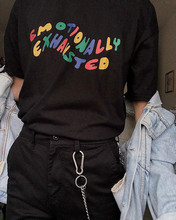 Kuakuayu HJN футболка с разноцветным напечатанным эмалированным принтом, черная футболка Tumblr Grunge, милые летние топы, уличная одежда 2024 - купить недорого