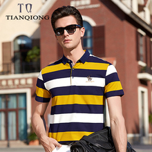 2019 New Arrival 3D Bordado Poloshirt Polo Ocasional Camisas Dos Homens de Manga Curta Camisa Polo Tecido de Malha Listrada Polos Homens 2024 - compre barato