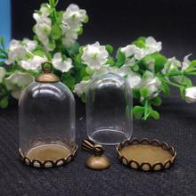 50sets/lot bronze 25*18mm glass dome globe & base & 6mm cap set glass globe set glass vial pendant glass cover 2024 - buy cheap