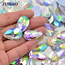 JUNAO 100pcs 17*28mm Large Sewing Crystal AB Drop Rhinestone Applique Flatback Acrylic Stones Sew On Crystal Strass for Clothes 2024 - buy cheap
