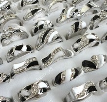 Lote de anillos de joyería 150 Uds., esmalte agradable y diamantes de imitación, aleación de diamantes de imitación, en plata, Envío Gratis RL095 2024 - compra barato