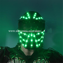 Casco de Robot con LEDs luminosos para fiesta de Navidad y Halloween, gorra colorida RGB con luces LED parpadeantes, puesta en escena, para baile, Bar y DJ, novedad 2024 - compra barato