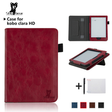 Case for Kobo Clara HD  6 inch with Hand Holder eReader Ebook PU Leather Smart cover protective case + protector film + stylus 2024 - buy cheap