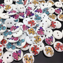 30/50/100pcs 15mm White Print Octopus Wood Buttons Clothing Sewing Tool WB160 2024 - buy cheap