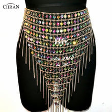 Chran Acrylic Gem Skirt Belly Dancer Waist Belt Party Chain Necklace Bra Bralete Festival Fringe Dress Wear Ibiza Jewelry CRS425 2024 - buy cheap