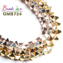 4*6mm High Quality Natural Rhombus Gold Silver Plated Hematite Stone Loose Spacer Beads for Jewelry Making Diy Bracelet 15 Inch 2024 - buy cheap