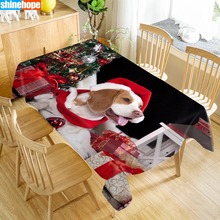 Custom Christmas Beagle Dog Table Cloth Oxford Print Rectangular Waterproof Oilproof Animals Table Cover Wedding Tablecloth 2024 - buy cheap