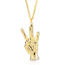 dongsheng 2018 Fashion Women Jewelry Good Lucky Victory Hand Gold Color Necklace Hip Hop Gesture Jewelry Pendant Mens Cool Gifts 2024 - buy cheap