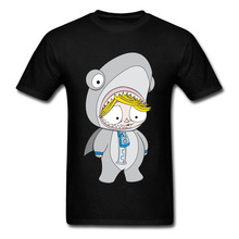 Sharkboy t camisa masculina engraçado camiseta 100% algodão topos preto tshirt dos desenhos animados impressão tees juventude roupas em torno do pescoço atacado 2024 - compre barato