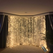 Cortina de hadas con Control remoto para decoración del hogar, guirnaldas de luces decorativas de 3x3M para interiores, decoración de bodas y fiestas 2024 - compra barato