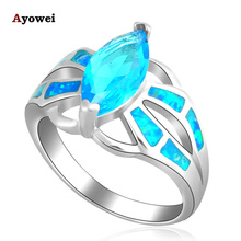 Женское кольцо с голубым опалом, серебряного цвета, размеры #6,5 #7,5 OR347 2024 - купить недорого