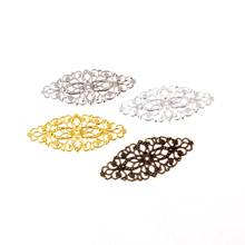 Free Shipping 25pcs Filigree Flower Wraps Connectors Metal Crafts Gift Decoration DIY Findings 60x26mm 2024 - buy cheap