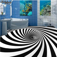 beibehang Custom large 3D floor decoration painting height to cover black and white whirlpool illusion 3D stereo floor wallpaper 2024 - buy cheap