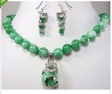 beautiful color green stone dragon pendant necklace earring set>>stone watch wholesale Quartz stone CZ crystal 2024 - buy cheap