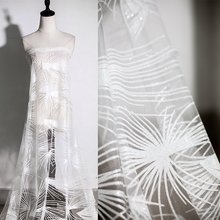 GLace 1Y/lot shiny bronzed white mesh sequin fabric women dress wedding decoration TX1193 2024 - buy cheap