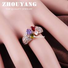 ZHOUYANG высокое качество ZYR209 роскошное разноцветное кольцо с цветком из кристаллов розового золота Австрийские кристаллы полного размера 2024 - купить недорого