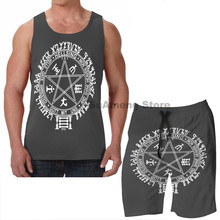 Camiseta regata masculina e feminina, casual e divertida com estampa do hellsing, luva de praia, conjuntos fitness para mulheres e homens, sem mangas 2024 - compre barato