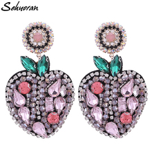 Sehuoran Big Crystal Earrings For Women Heart Geometric Statement Earring 2018 New Earing Hanging Fashion Jewelry Chrismas Gifts 2024 - buy cheap