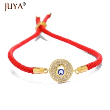 JUYA Fashion Copper Zircon Rhinestone Blue Turkish Evil Eye Charm Rope Bracelet For Women Men Jewelry Gift 2024 - buy cheap