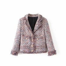 Fashion Runway Women Tweed Jacket Coat 2018 Autumn Winter Women Fringed Trim Long Sleeves Front Pockets With tweed jacket 2024 - buy cheap