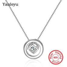 Yanleyu Pure 925 Sterling Silver Chain Necklace Round Circle Cube Cubic Zirconia Pendant Necklace for Women 3 Ways to Wear PN037 2024 - buy cheap