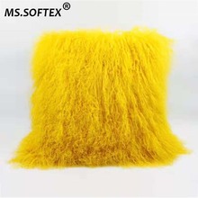 Natural Lamb Fur Cushion Cover Mongolian Lamb Fur Pillowcase Long Plush Hair Custom Made MS.SOFTEX 2024 - buy cheap