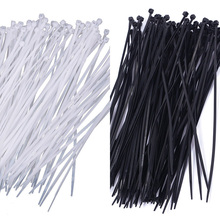 100 unids/lote 8mm x 200mm de alambre de auto-bloqueo negro de plástico de Nylon Cable de red de alambre de la corbata de correa de cremallera de plástico de envolver #58592 2024 - compra barato