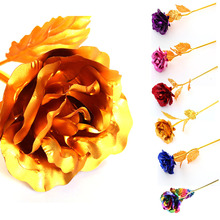 Valentine's Day Gold Foil Rose Flower Handcrafted Handmade Dipped Long Stem Lovers Wedding Gift 2024 - buy cheap