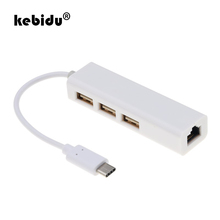 Kebidu-adaptador ethernet, placa de rede 3 usb c, hub para ethernet, rj45, adaptador lan para macbook thinkpad, samsung, laptop 2024 - compre barato