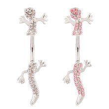Belly button ring Small Gecko fashion women body piercing navel ring body jewelry Wholesale 14G Surgical Steel bar little Lizard 2024 - buy cheap