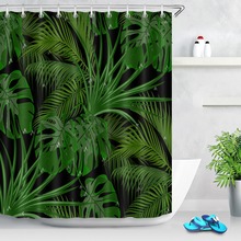 72'' Tropical Jungle Tree Agave Leaves With Dew Bathroom Waterproof Fabric Shower Curtain Polyester 12 Hooks Bath Accessory Sets 2024 - buy cheap
