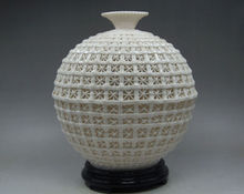 Dehua-Jarrón chino Vintage de porcelana blanca, florero hueco hecho a mano 2024 - compra barato