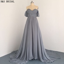 H & S-vestido de noche gris para novia, sencillo, de noche y playa, largos, vestidos elegantes formales, para graduación 2024 - compra barato