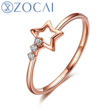 ZOCAI Brand Design Ring Star Shape Natural 0.03 CT Diamond Ring with Real 18K Rose Gold (Au750) W80023T 2024 - buy cheap