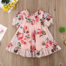 Vestidos bonitos de verano para niña de 1 a 5 años, estampado de flores, Manga corta acampanada, tutú de tul, ropa para fiesta de cumpleaños 2024 - compra barato