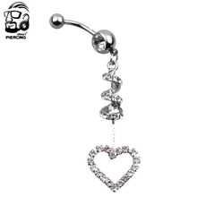 New Hot Charming Steel Navel Belly Button Ring Rhinestone Bar Heart Star Belly Piercing Body Jewelry 2024 - buy cheap