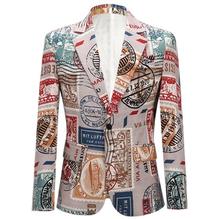 2020 Men New Tide Mens Fashion Print Graffiti Blazer Design Plus Size Hip Hot Casual Male Slim Fit Suit Jacket Singer Costume 2024 - buy cheap