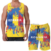 Summer Casual funny print men Tank Tops Women Romania  men Board beach shorts women sets fitness sleeveless vest 2024 - buy cheap